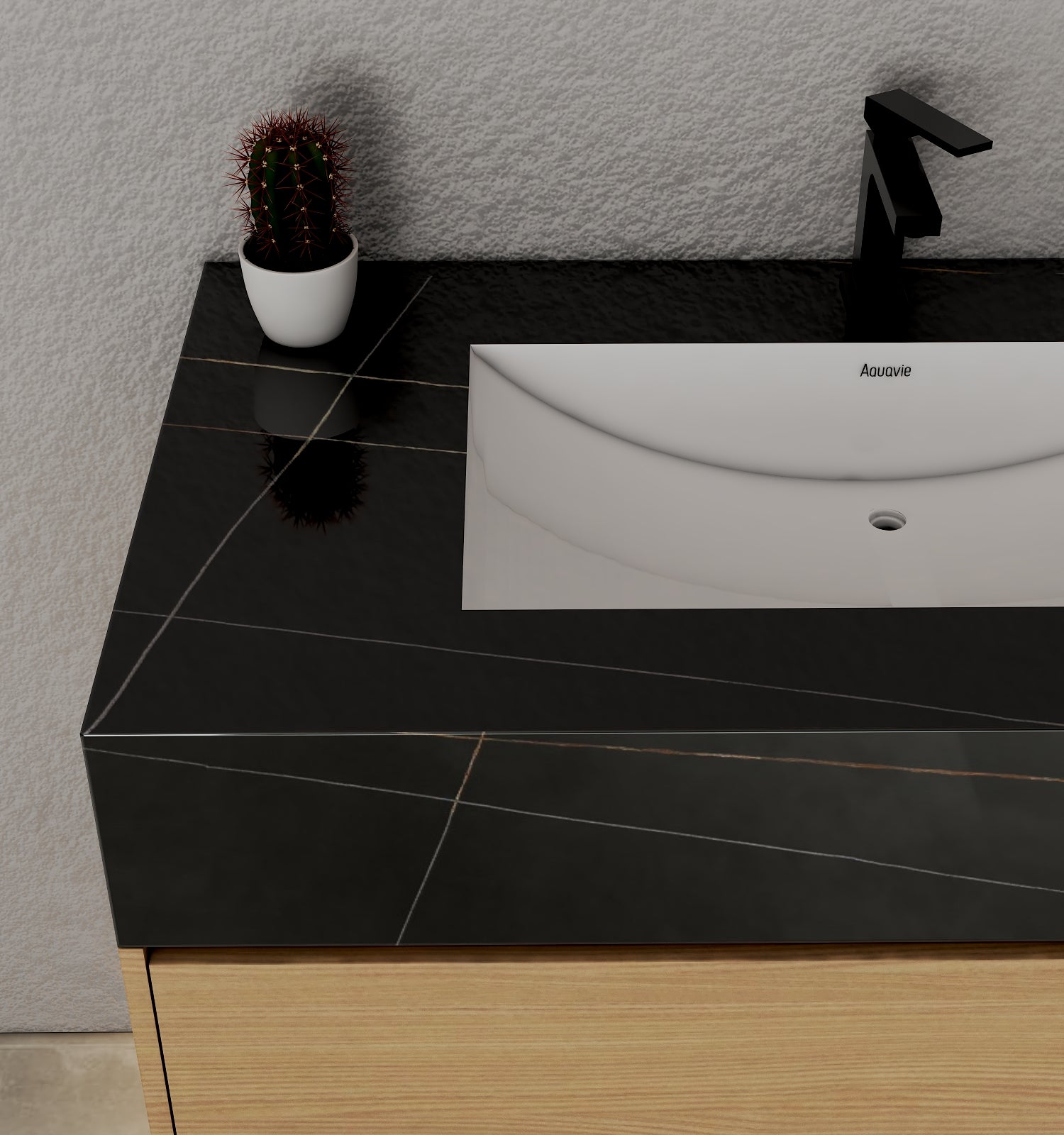 32" & 40" Sintered Stone Top with Hotel - Style Floating Bathroom Vanity - VanityBlack Marquina Gold Veins NeoNova Decor