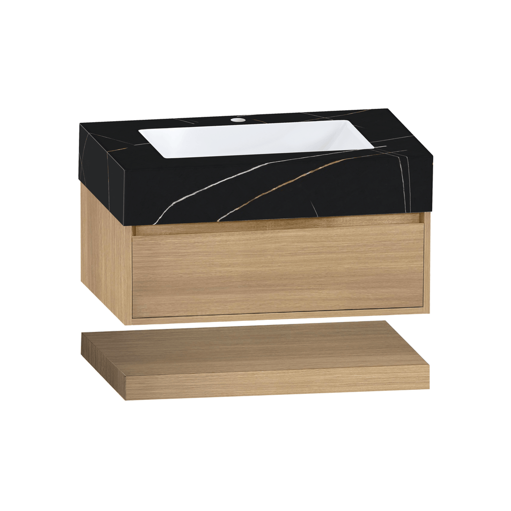 32" & 40" Sintered Stone Top with Hotel - Style Floating Bathroom Vanity - VanityBlack Marquina Gold Veins NeoNova Decor