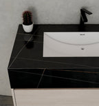32" & 40" Sintered Stone Top with Hotel - Style Floating Bathroom Vanity - VanityBlack Marquina Gold Veins NeoNova Decor