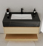 32" & 40" Sintered Stone Top with Hotel - Style Floating Bathroom Vanity - VanityBlack Marquina Gold Veins NeoNova Decor