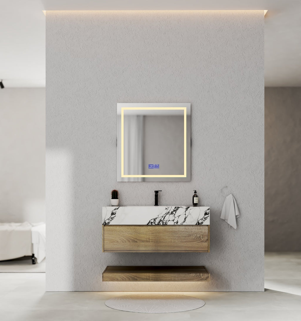 32" & 40" Sintered Stone Top with Hotel - Style Floating Bathroom Vanity - VanityBlack Marquina Gold Veins NeoNova Decor