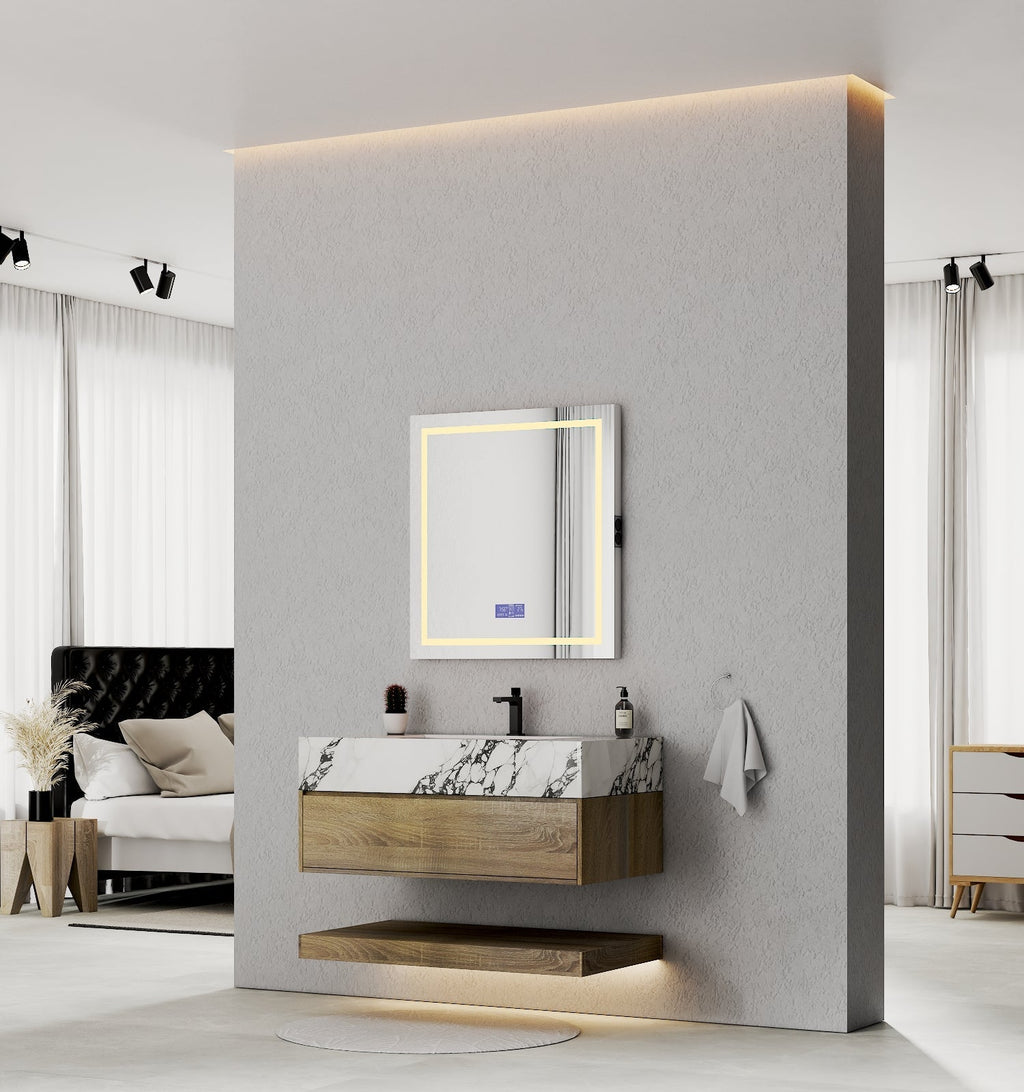 32" & 40" Sintered Stone Top with Hotel - Style Floating Bathroom Vanity - VanityBlack Marquina Gold Veins NeoNova Decor