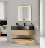 32" & 40" Sintered Stone Top with Hotel - Style Floating Bathroom Vanity - VanityBlack Marquina Gold Veins NeoNova Decor
