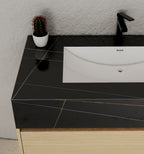 32" & 40" Sintered Stone Top with Hotel - Style Floating Bathroom Vanity - VanityBlack Marquina Gold Veins NeoNova Decor