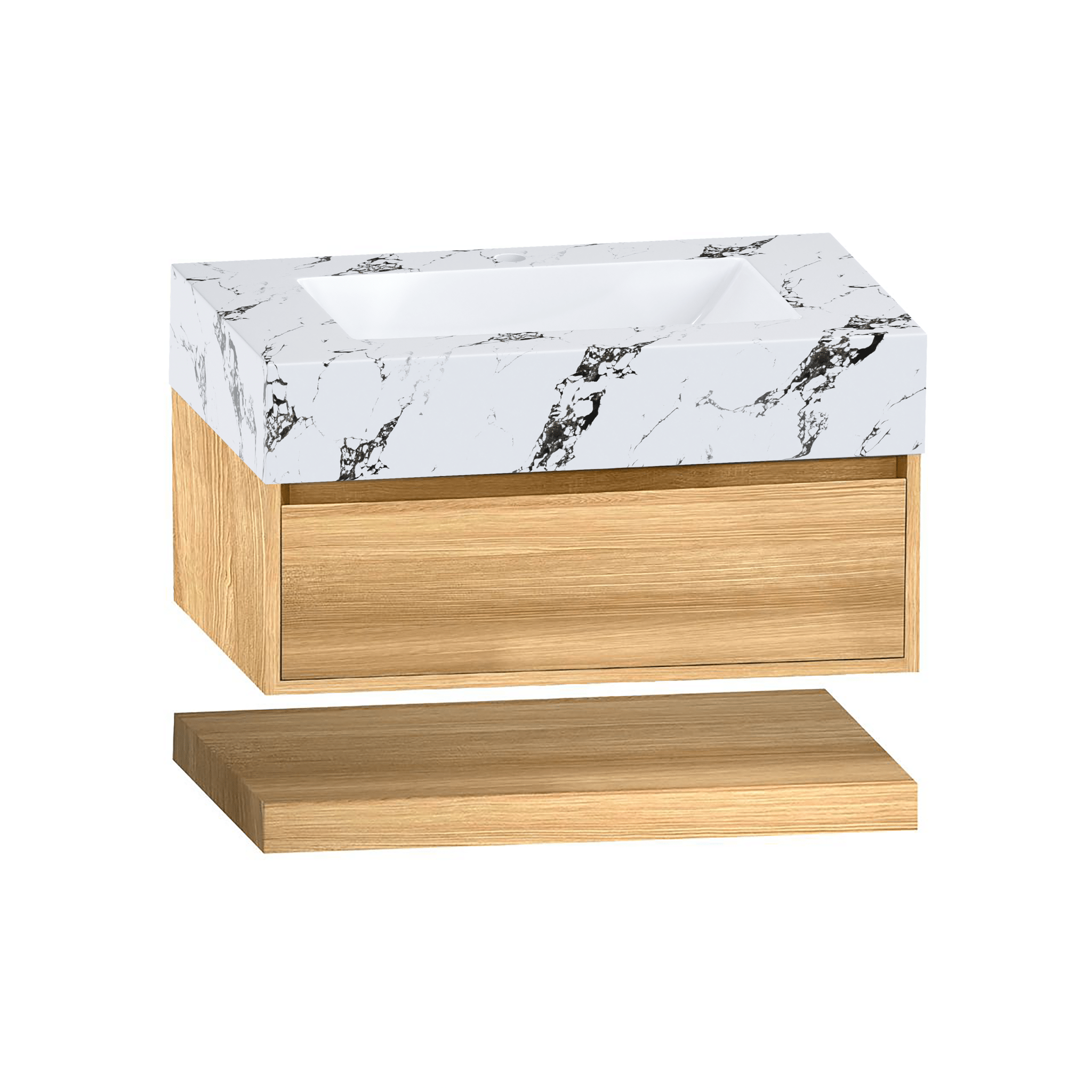 32" & 40" Sintered Stone Top with Hotel - Style Floating Bathroom Vanity - Vanitycalacatta black NeoNova Decor