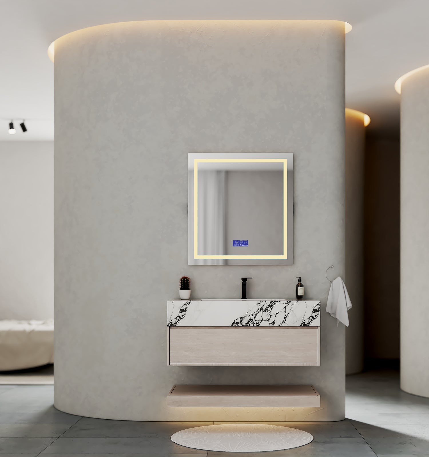 32" & 40" Sintered Stone Top with Hotel - Style Floating Bathroom Vanity - Vanitycalacatta black NeoNova Decor