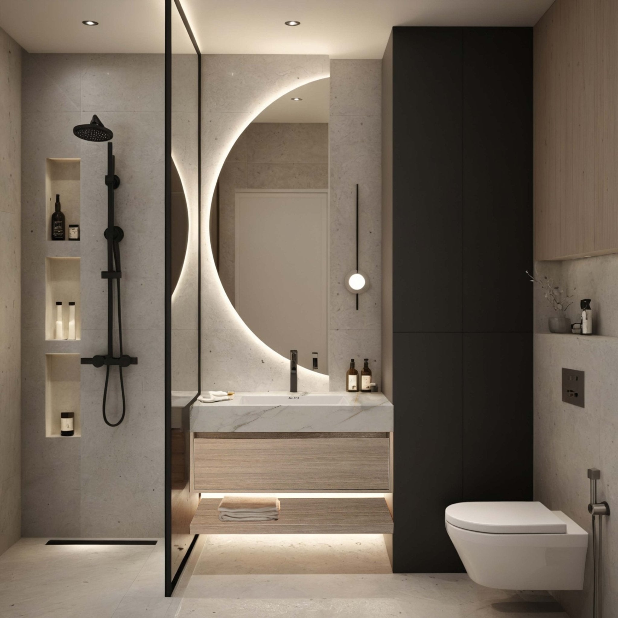 32" & 40" Sintered Stone Top with Hotel - Style Floating Bathroom Vanity - VanityCalacatta Gold NeoNova Decor