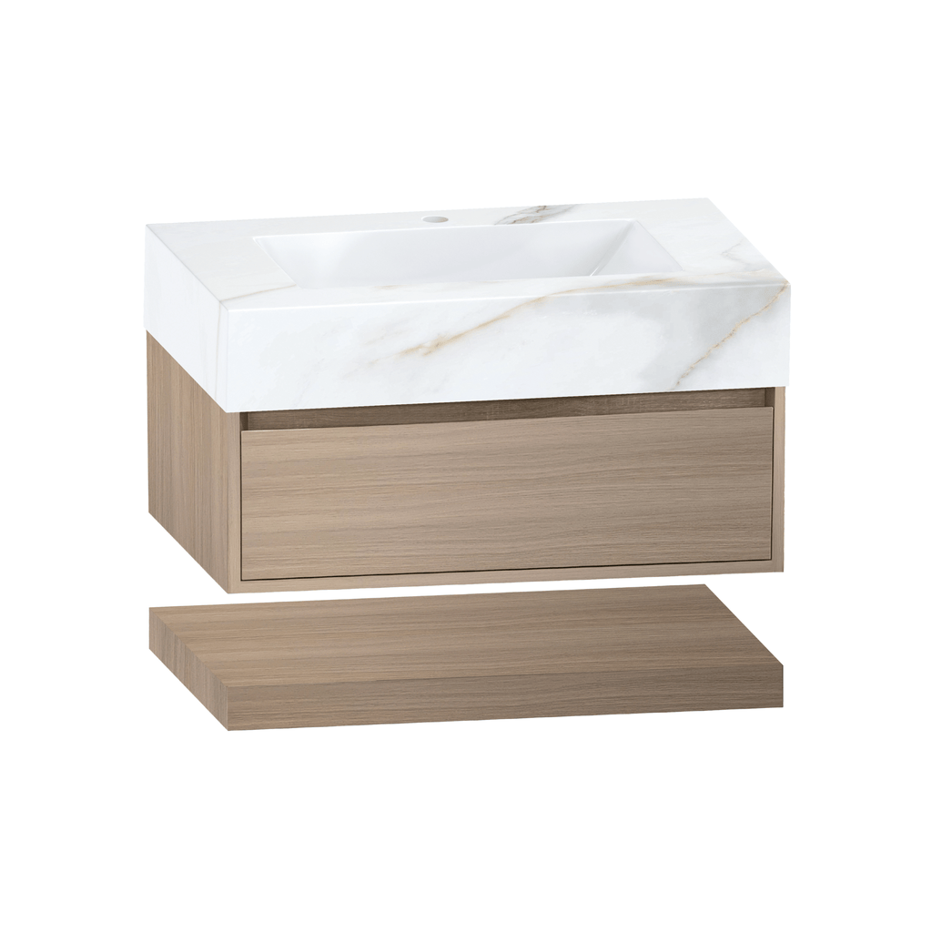 32" & 40" Sintered Stone Top with Hotel - Style Floating Bathroom Vanity - VanityCalacatta Gold NeoNova Decor