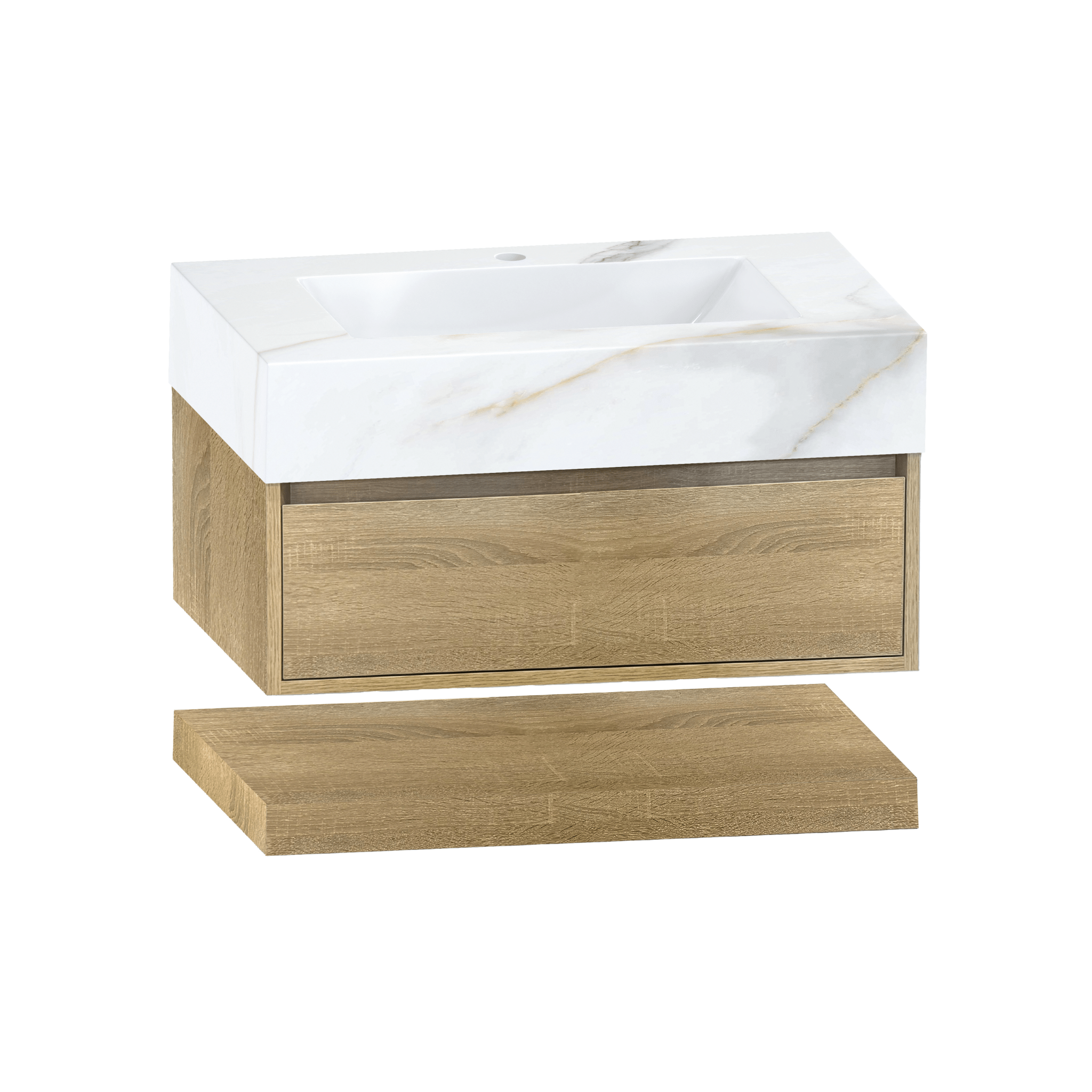 32" & 40" Sintered Stone Top with Hotel - Style Floating Bathroom Vanity - VanityCalacatta Gold NeoNova Decor