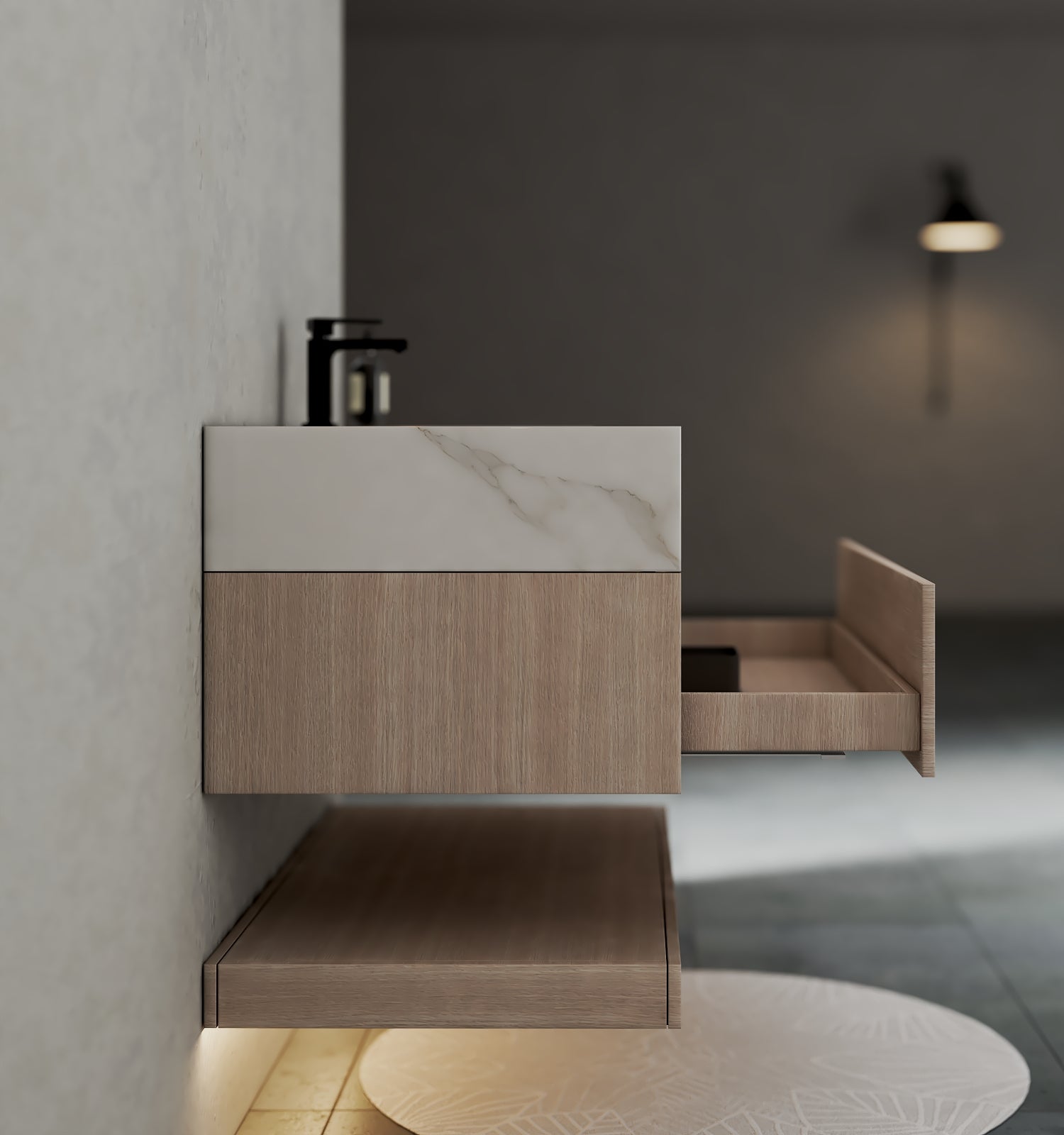 32" & 40" Sintered Stone Top with Hotel - Style Floating Bathroom Vanity - VanityCalacatta Gold NeoNova Decor