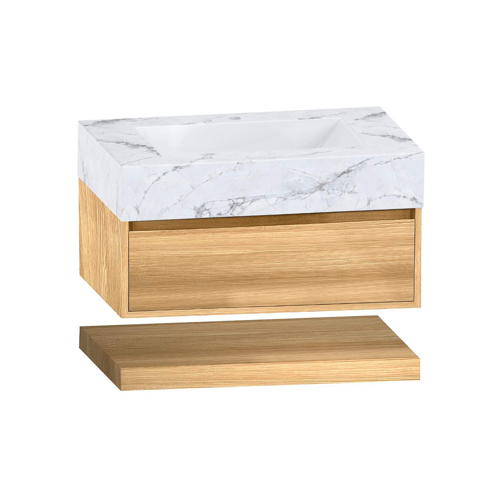 32" & 40" Sintered Stone Top with Hotel - Style Floating Bathroom Vanity - VanityIce Grey NeoNova Decor