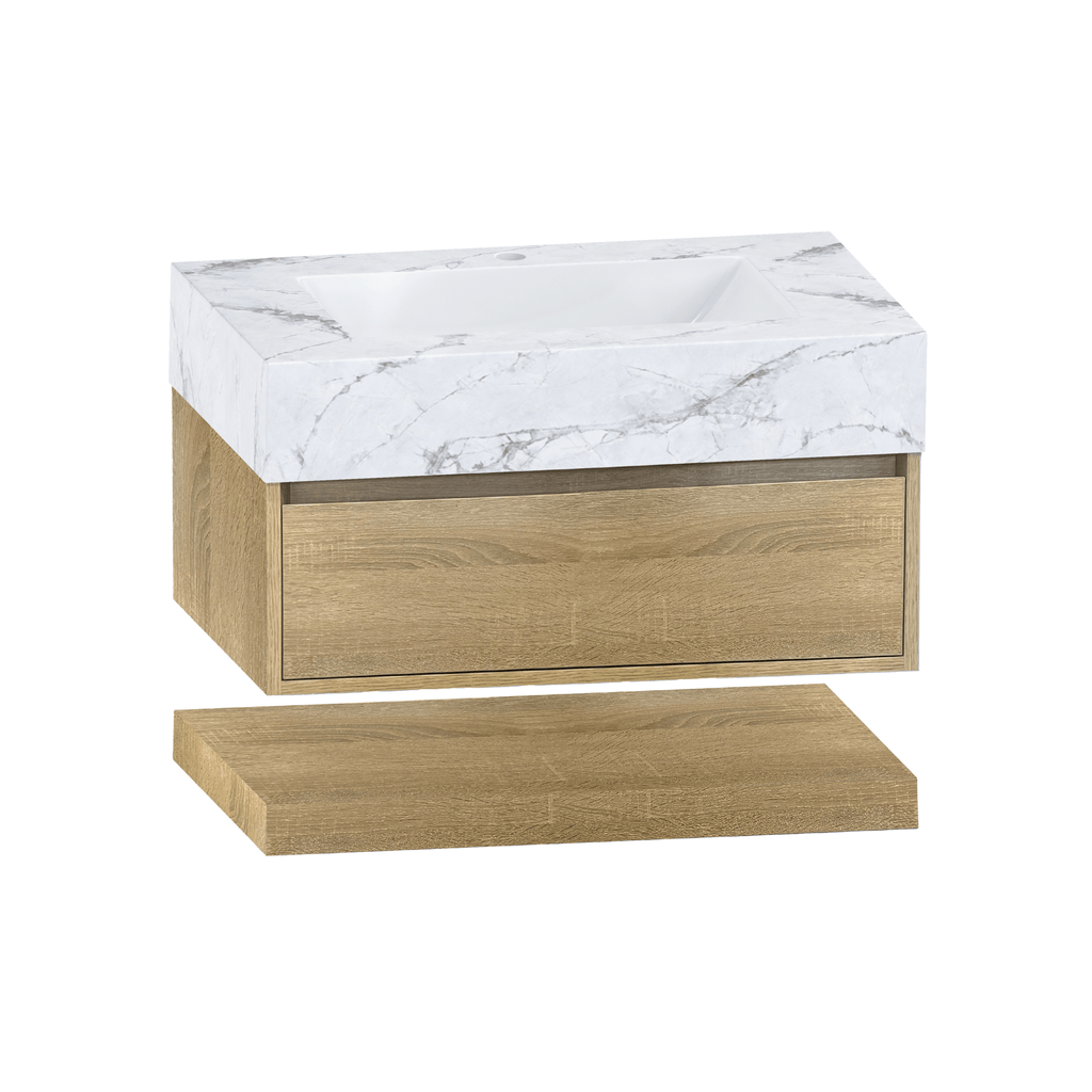 32" & 40" Sintered Stone Top with Hotel - Style Floating Bathroom Vanity - VanityIce Grey NeoNova Decor