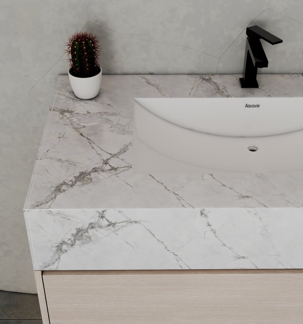 32" & 40" Sintered Stone Top with Hotel - Style Floating Bathroom Vanity - VanityIce Grey NeoNova Decor