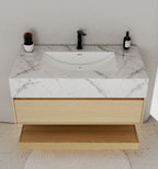 32" & 40" Sintered Stone Top with Hotel - Style Floating Bathroom Vanity - VanityIce Grey NeoNova Decor