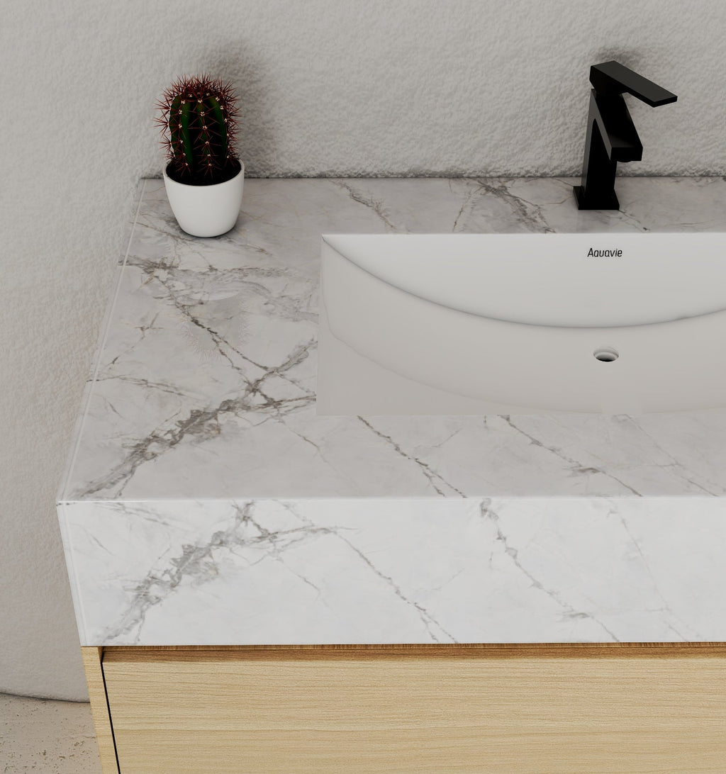 32" & 40" Sintered Stone Top with Hotel - Style Floating Bathroom Vanity - VanityIce Grey NeoNova Decor