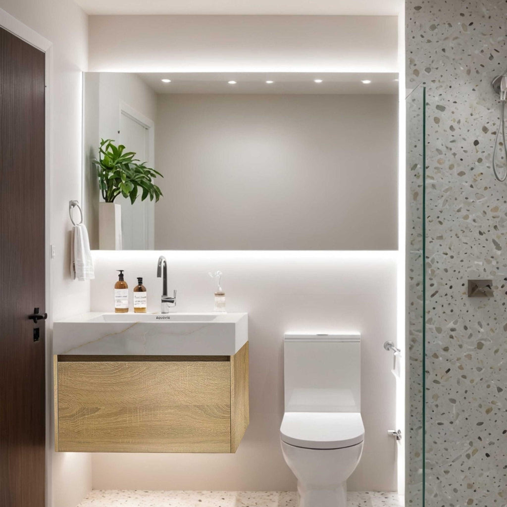 32'' & 40" Sintered Stone Top with Single Floating Bathroom Vanity - VanityXTX NeoNova Decor