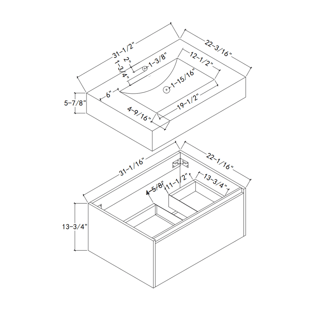32'' & 40" Sintered Stone Top with Single Floating Bathroom Vanity - VanityZMR NeoNova Decor