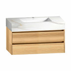 32'' & 40" Stone Top with Elegant Floating Double Drawer Bathroom Vanity A2.1 - VanityHHT NeoNova Decor