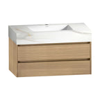 32'' & 40" Stone Top with Elegant Floating Double Drawer Bathroom Vanity A2.1 - VanityXTX NeoNova Decor