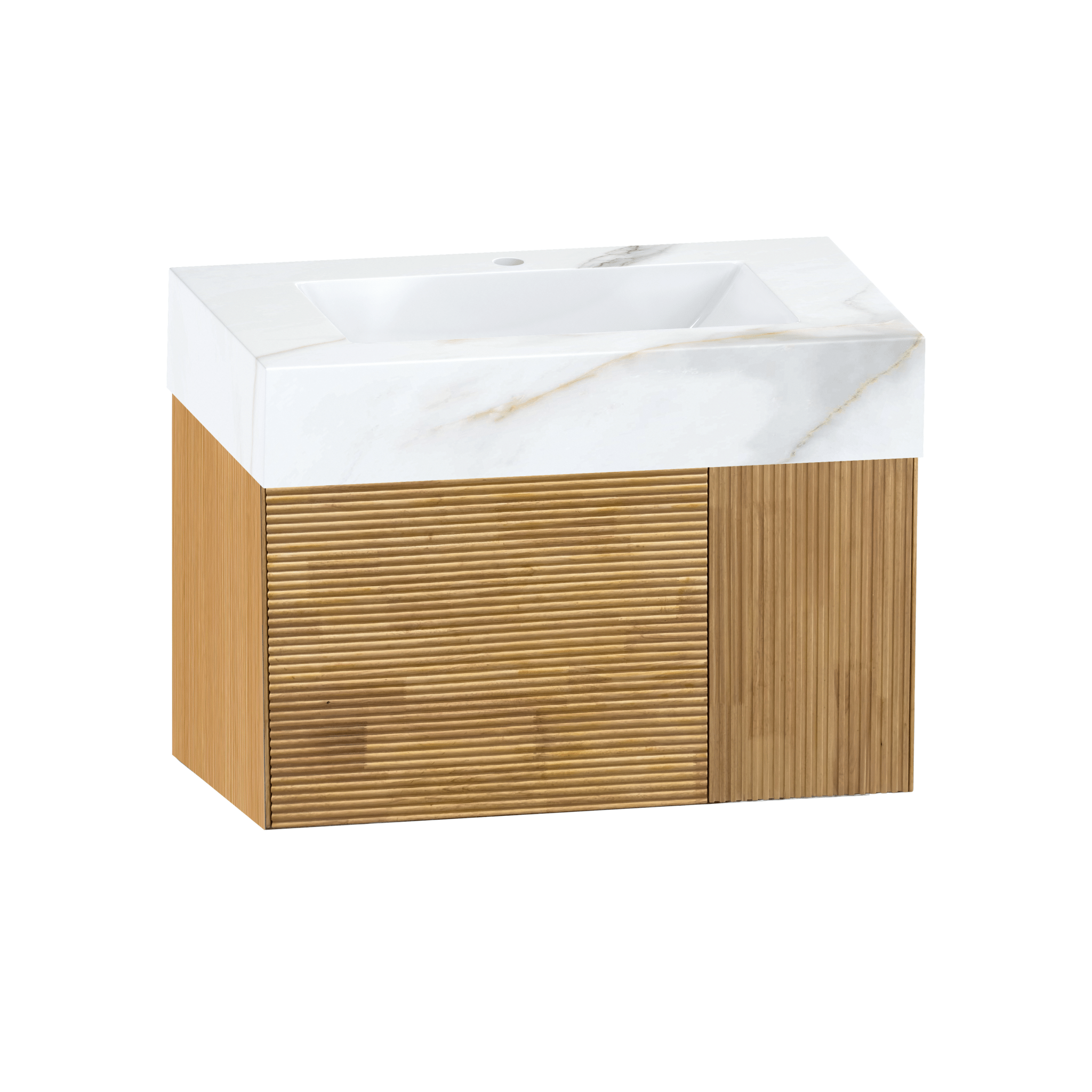 32"/ 40"/48" Stone Top with Oak Engineered Wood Floating Bathroom Vanity - Vanity32" NeoNova Decor