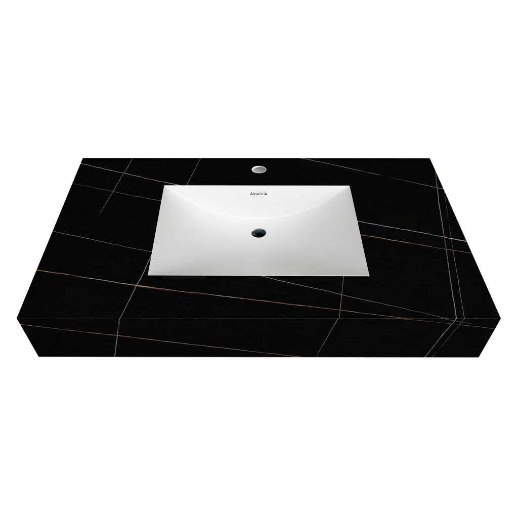 32" - 71" Seamless Sintered Stone Vanity Top with Integrated Basin – Black Marquina Gold Veins - VanityBlack Marquina Gold Veins NeoNova Decor