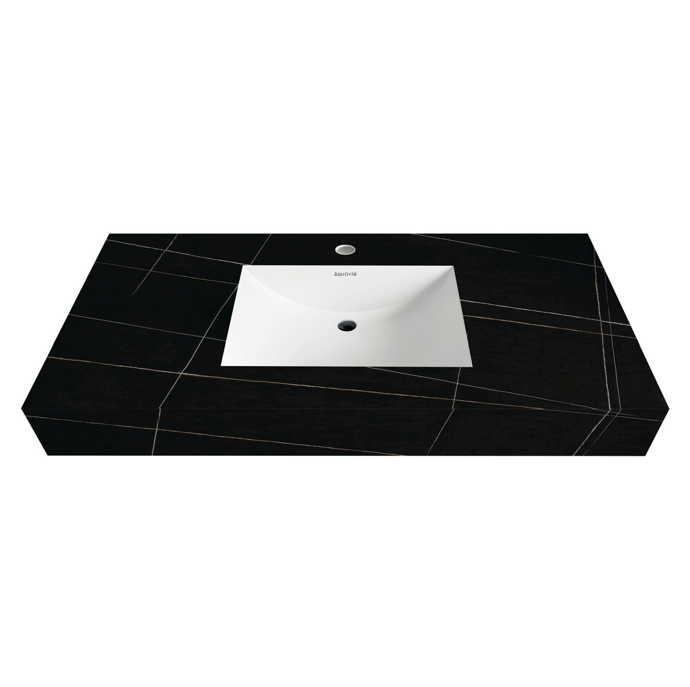 32" - 71" Seamless Sintered Stone Vanity Top with Integrated Basin – Black Marquina Gold Veins - VanityBlack Marquina Gold Veins NeoNova Decor