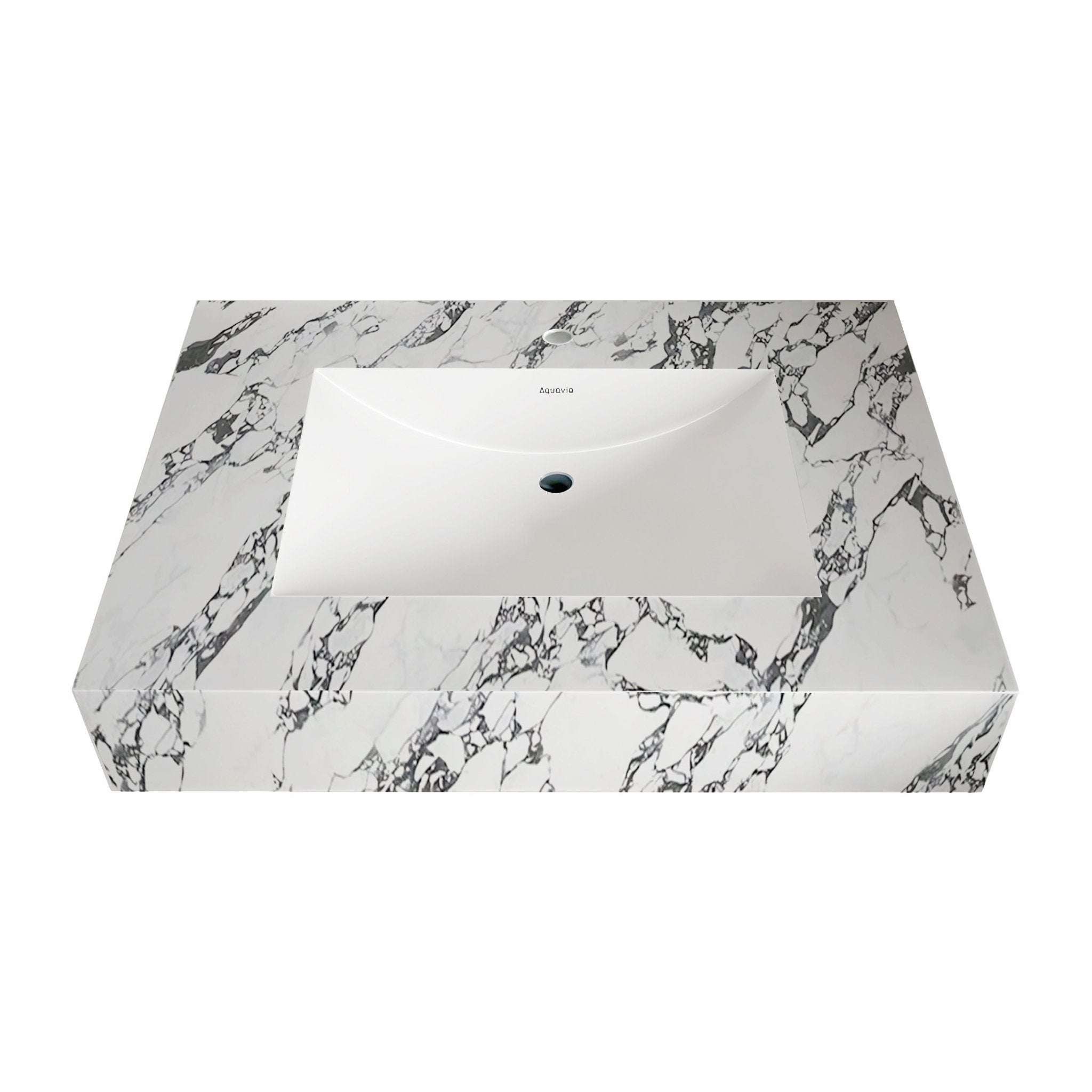 32" - 71" Seamless Sintered Stone Vanity Top with Integrated Basin – Calacatta Black - VanityCalacatta Black NeoNova Decor