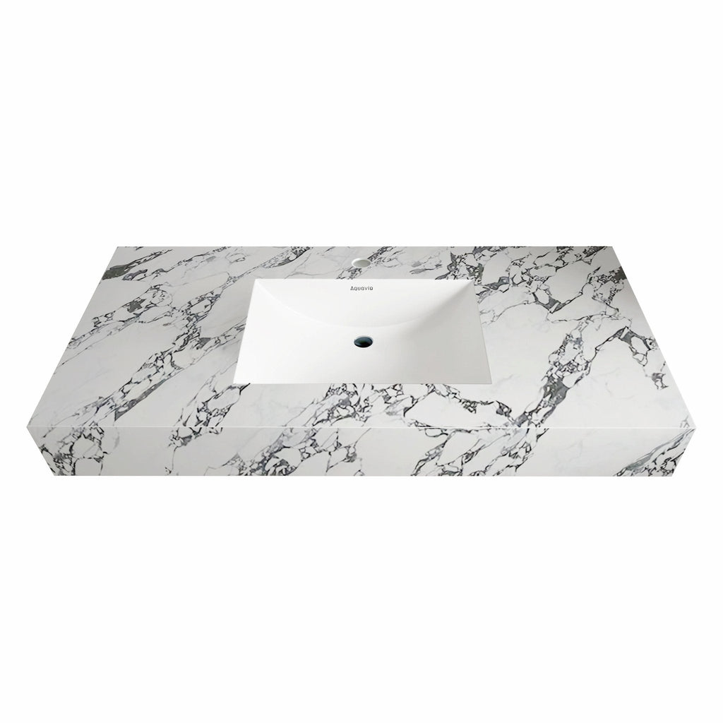 32" - 71" Seamless Sintered Stone Vanity Top with Integrated Basin – Calacatta Black - VanityCalacatta Black NeoNova Decor