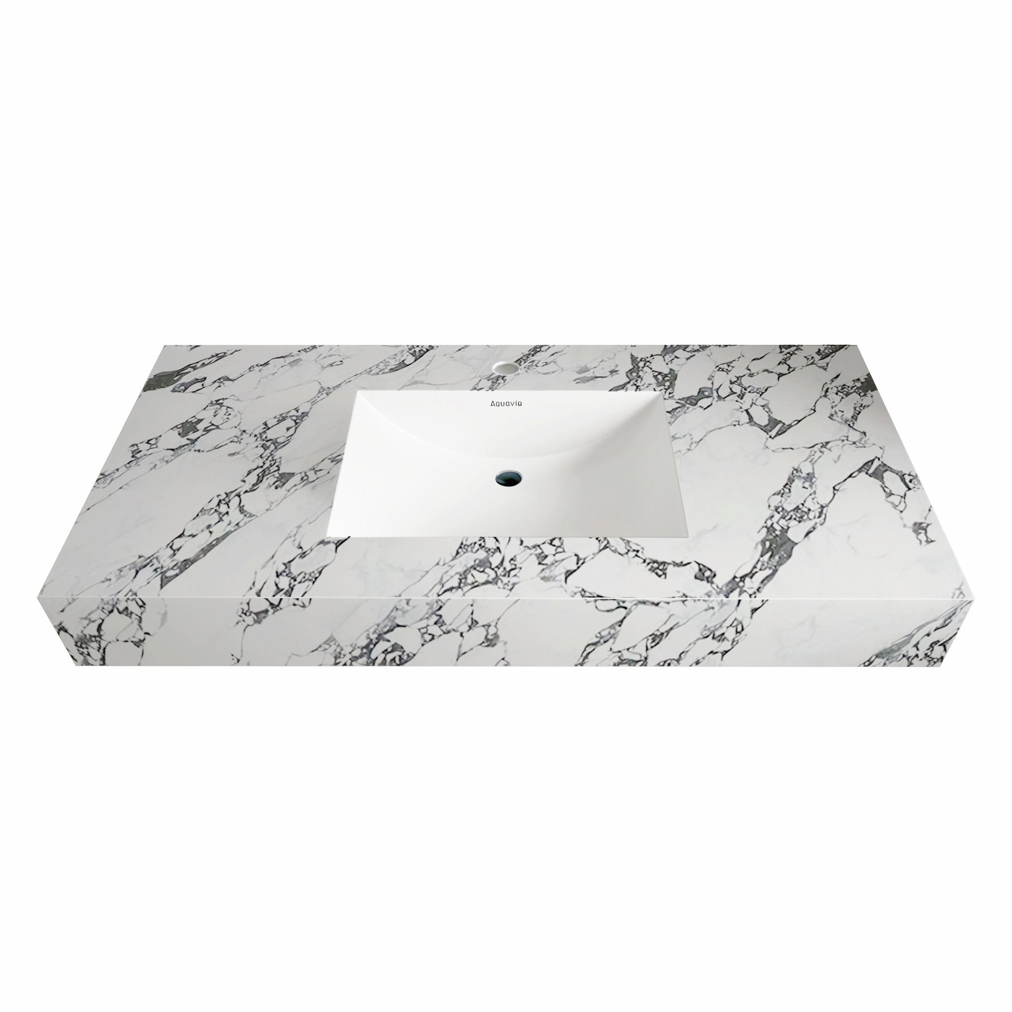 32" - 71" Seamless Sintered Stone Vanity Top with Integrated Basin – Calacatta Black - VanityCalacatta Black NeoNova Decor