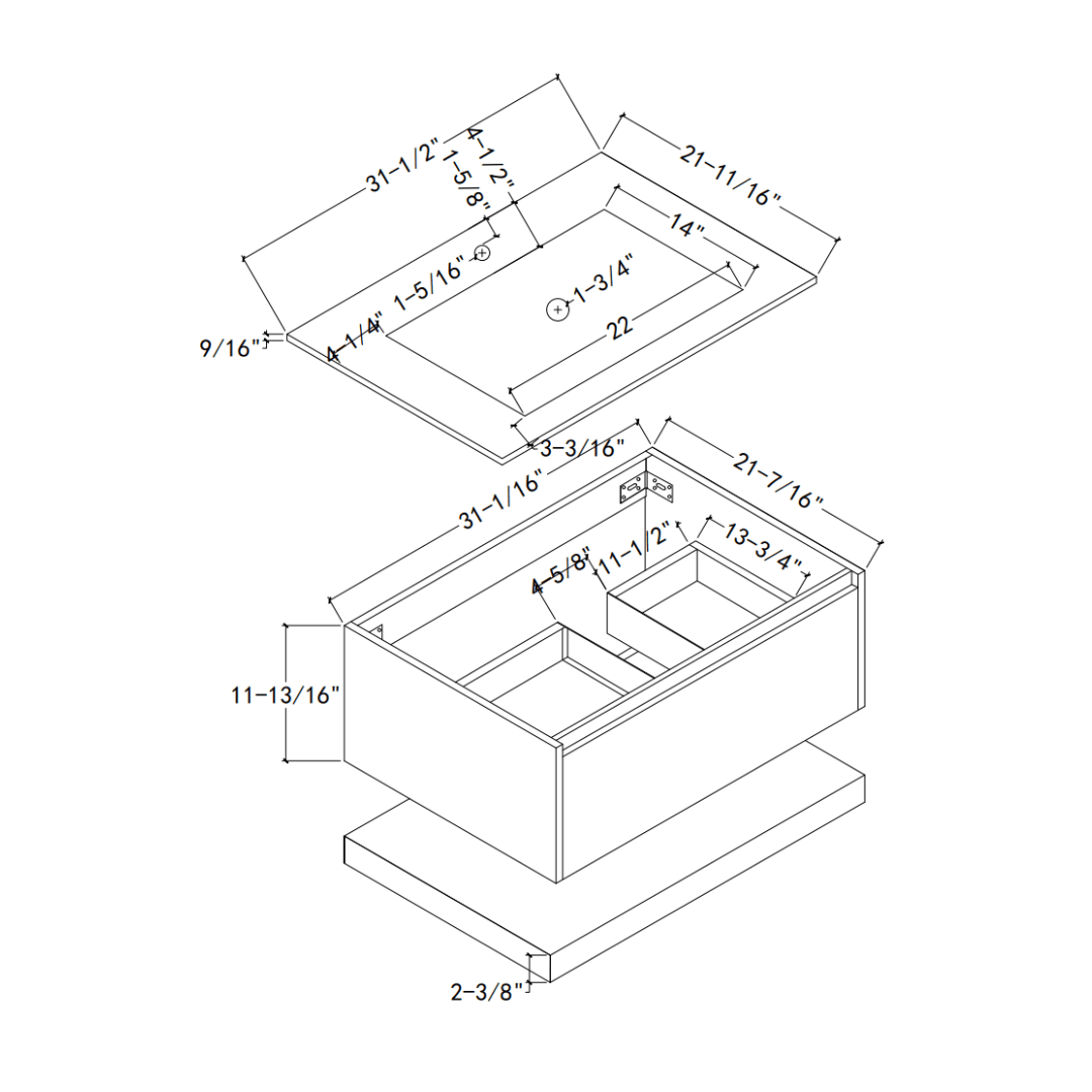 32''/36''/40'' Thermoformed Stone Top with Hotel - Style Floating Bathroom Vanity - VanityWhite（BS） NeoNova Decor