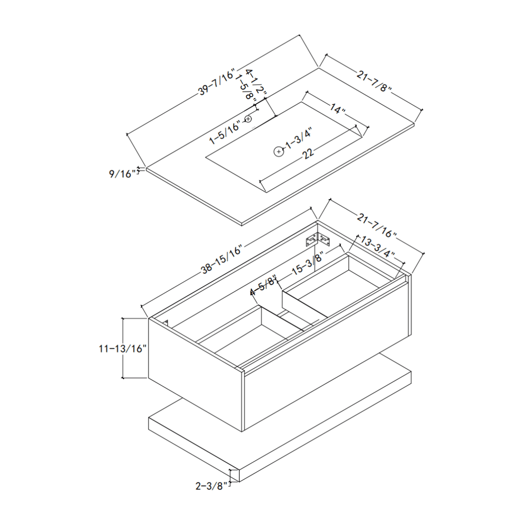 32''/36''/40'' Thermoformed Stone Top with Hotel - Style Floating Bathroom Vanity - VanityZMR NeoNova Decor