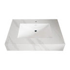 32"-71" Seamless Sintered Stone Vanity Top with Integrated Basin – White Carrara