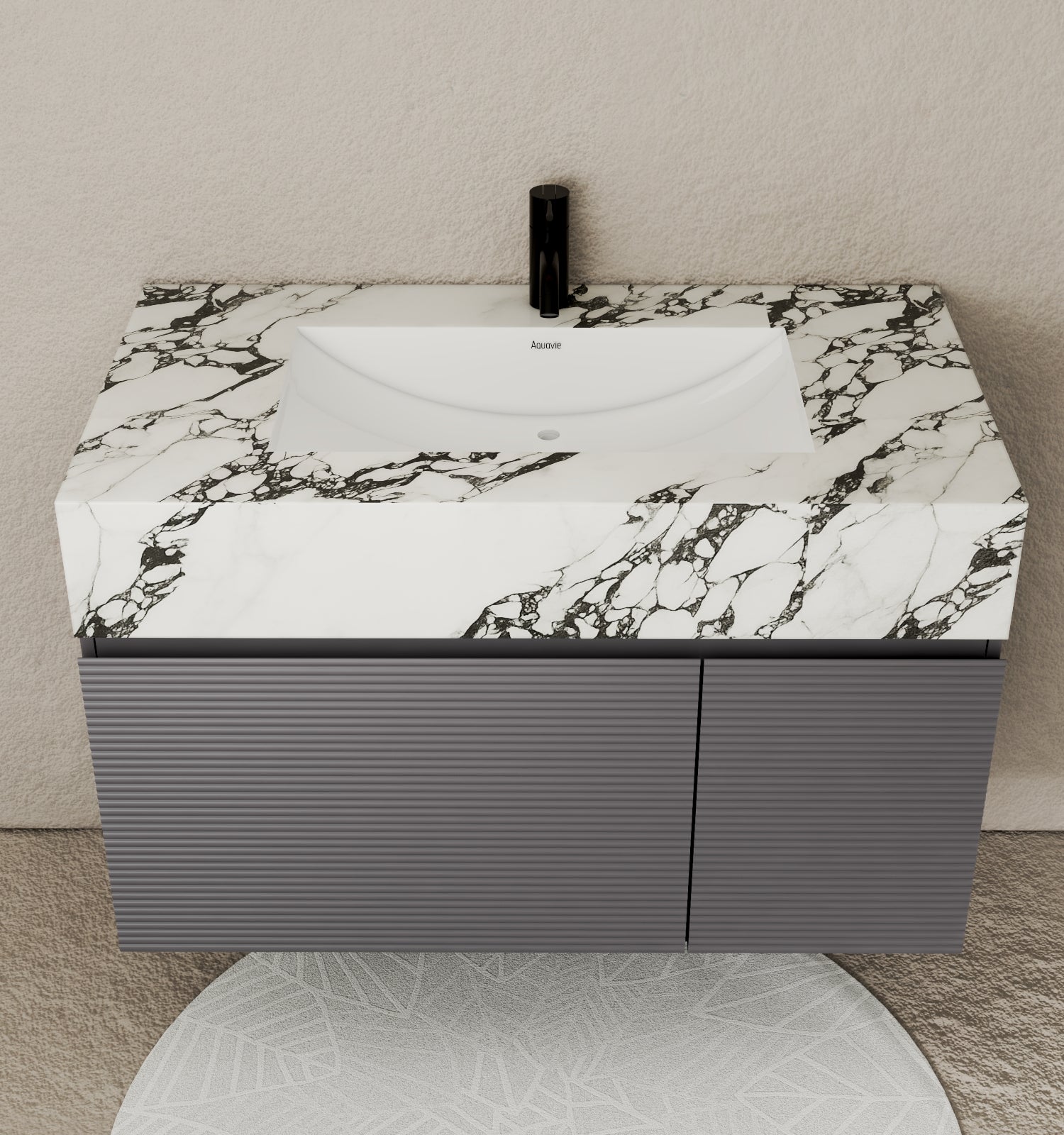 40''/32'' Stone Top with Dark Gray Engineered Wood Floating Bathroom Vanity - Vanity40" NeoNova Decor