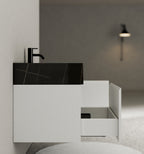 40''/48'' Seamless Stone Top with White Fluted Engineered Wood Floating Bathroom Vanity - Vanity48"x21.5" NeoNova Decor
