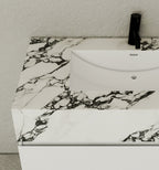 40''/48'' Seamless Stone Top with White Fluted Engineered Wood Floating Bathroom Vanity - Vanity48"x21.5" NeoNova Decor