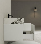 40''/48'' Seamless Stone Top with White Fluted Engineered Wood Floating Bathroom Vanity - Vanity48"x21.5" NeoNova Decor