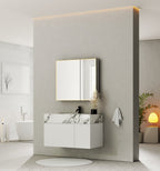 40''/48'' Seamless Stone Top with White Fluted Engineered Wood Floating Bathroom Vanity - Vanity48"x21.5" NeoNova Decor