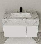 40''/48'' Seamless Stone Top with White Fluted Engineered Wood Floating Bathroom Vanity - Vanity48"x21.5" NeoNova Decor