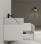 40''/48'' Seamless Stone Top with White Fluted Engineered Wood Floating Bathroom Vanity - Vanity48"x21.5" NeoNova Decor