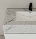 40''/48'' Seamless Stone Top with White Fluted Engineered Wood Floating Bathroom Vanity - Vanity48"x21.5" NeoNova Decor