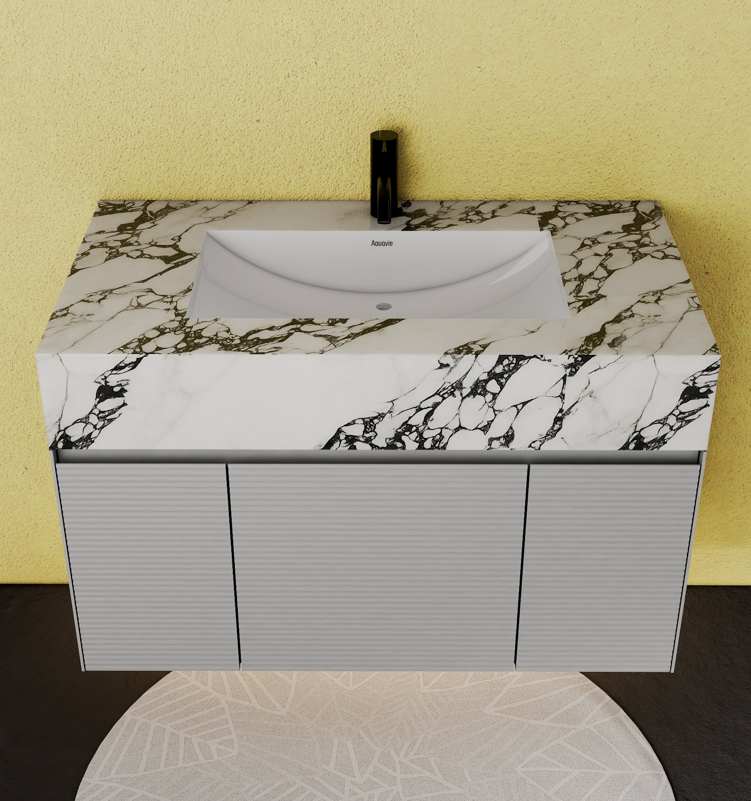 40''/48'' Stone Top with Light Gray Engineered Wood Floating Bathroom Vanity - Vanity40"x22" NeoNova Decor