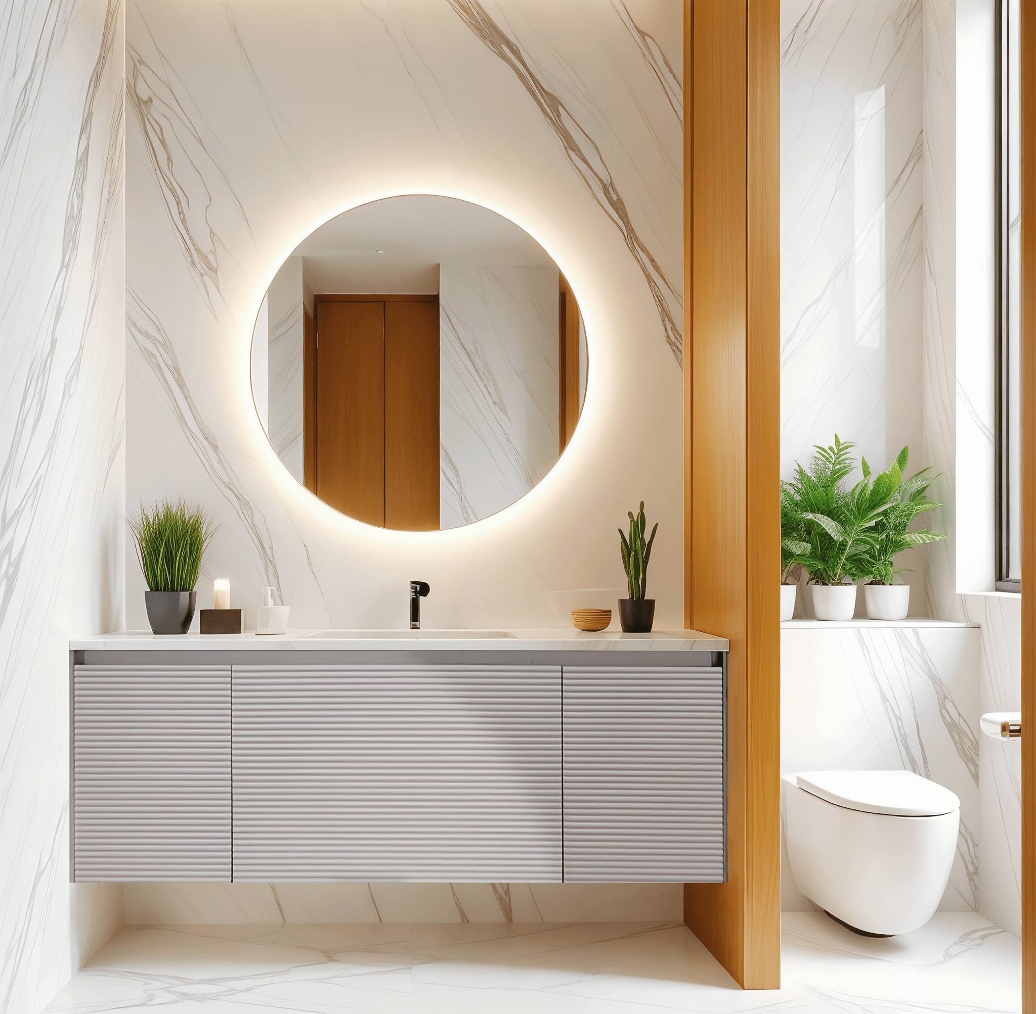 40''/48'' Stone Top with Light Gray Engineered Wood Floating Bathroom Vanity - Vanity48"x22" NeoNova Decor