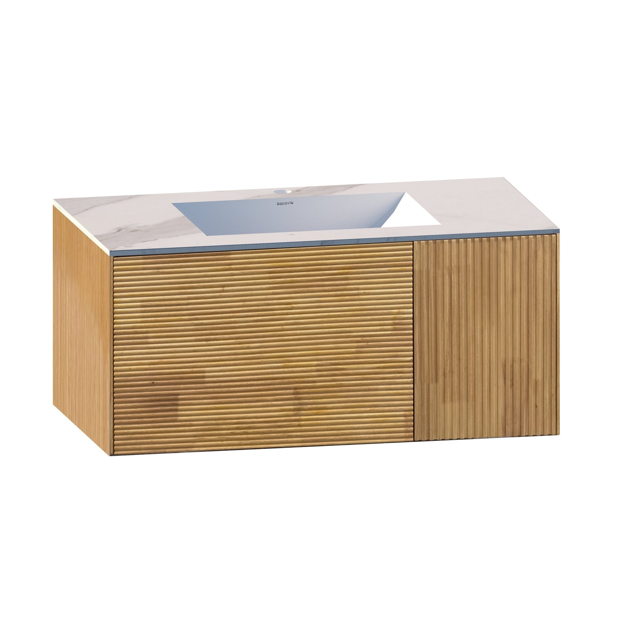 40''/48'' Stone Top with Oak Engineered Wood Floating Bathroom Vanity - Vanity48"x21.5" NeoNova Decor