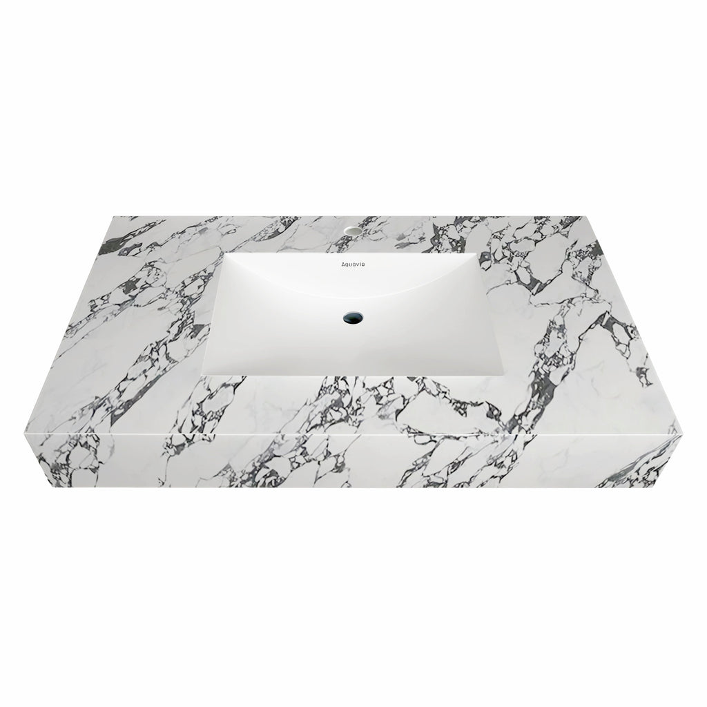 32"-71" Seamless Sintered Stone Vanity Top with Integrated Basin – Calacatta Black