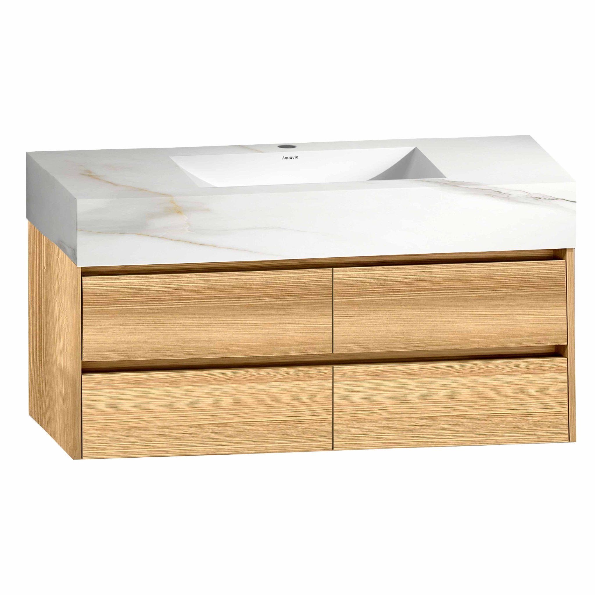 48 Inch Sintered Stone Top With Double Drawer Floating Bathroom Vanity - VanityHHT NeoNova Decor