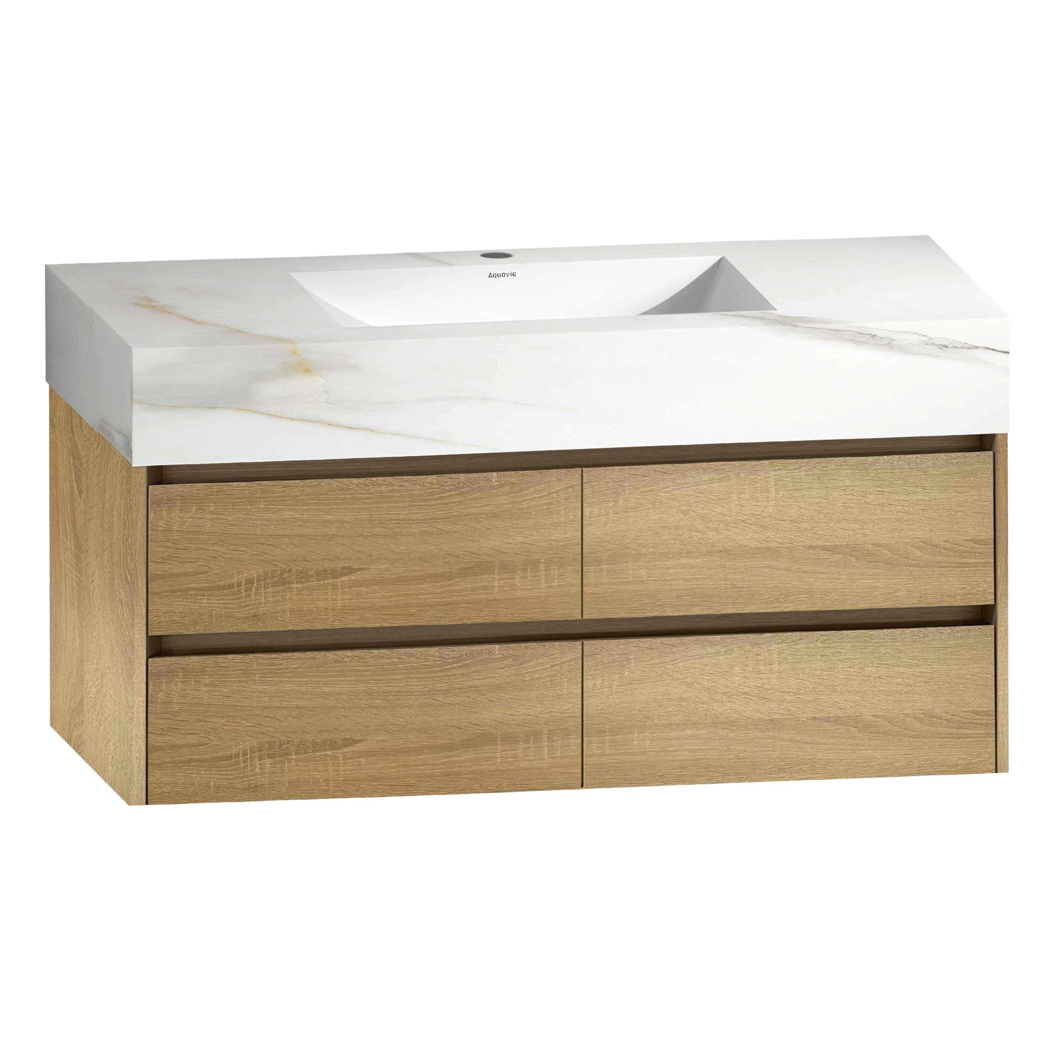 48 Inch Sintered Stone Top With Double Drawer Floating Bathroom Vanity - VanityXTX NeoNova Decor