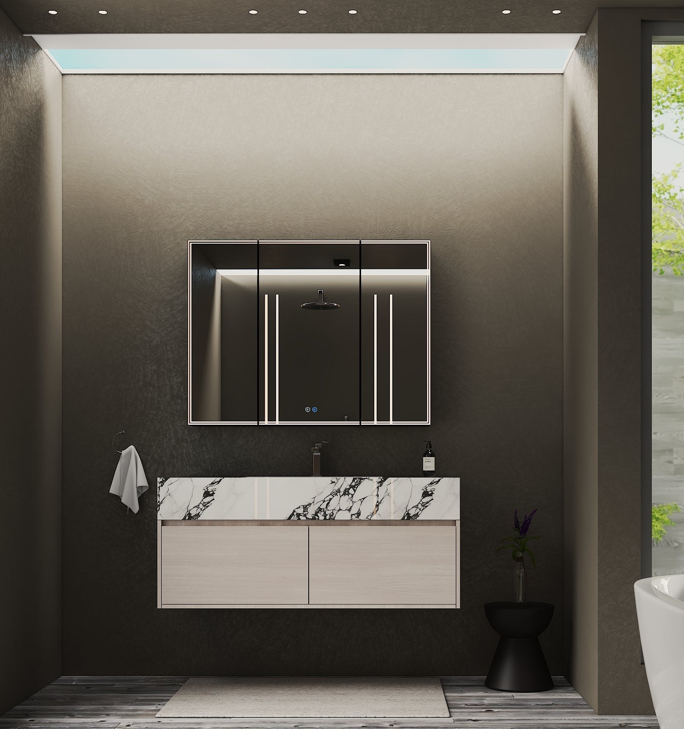 48'' Contemporary wall-hung bathroom vanity in matte finish