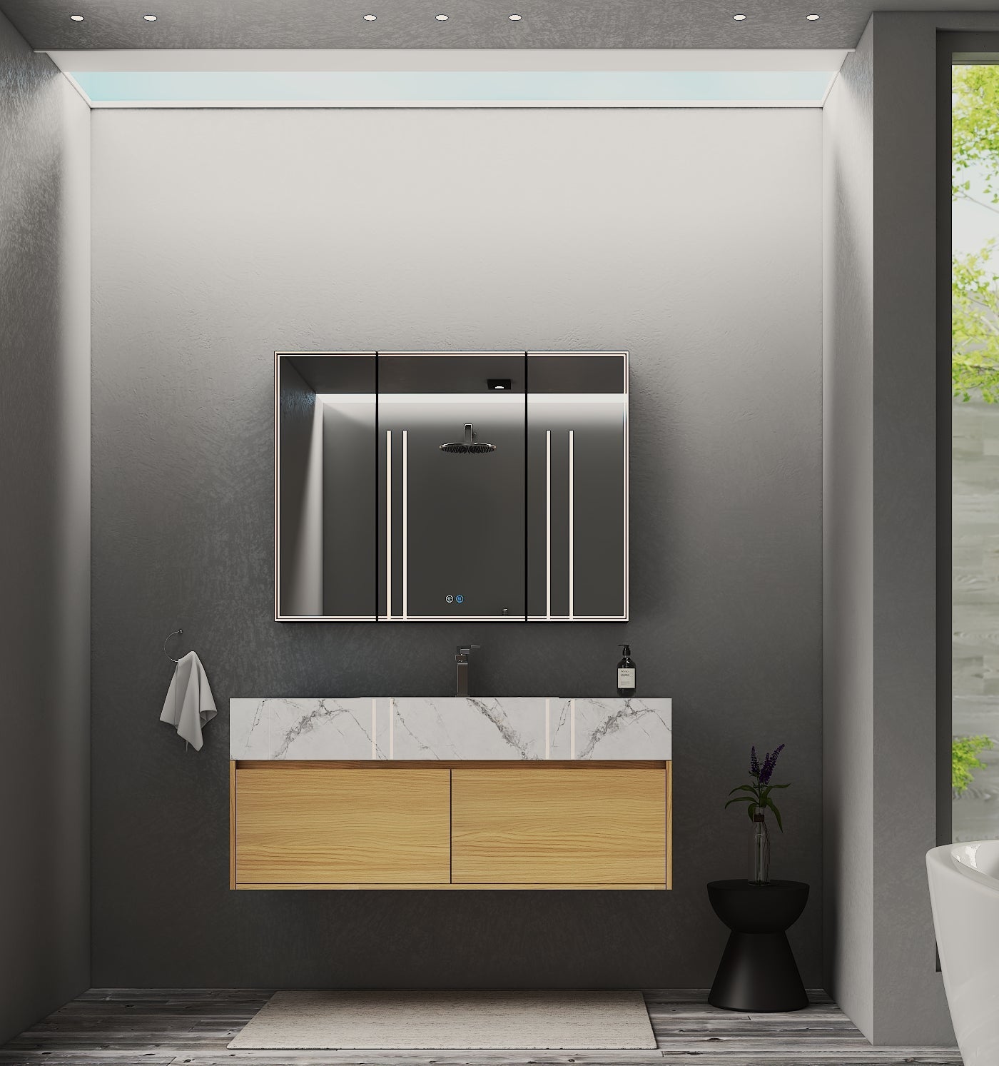 48'' Sintered Stone Top with Double Drawer Floating Bathroom Vanity - Vanity48"x22.5" NeoNova Decor