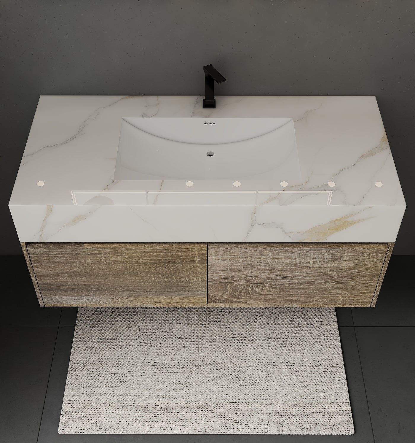 48'' Sintered Stone Top with Double Drawer Floating Bathroom Vanity - Vanity48"x22.5" NeoNova Decor