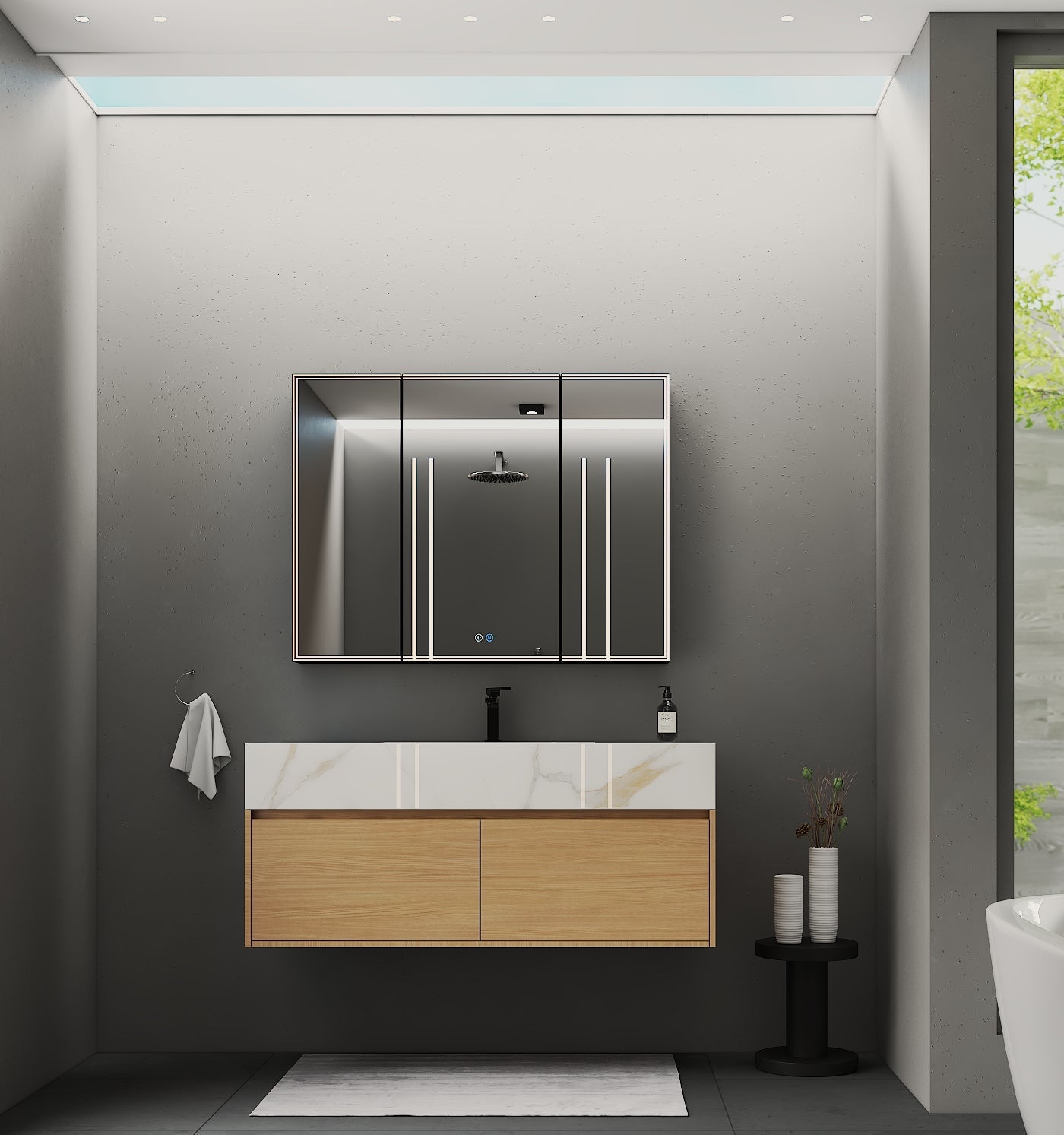 48‘ ’Wall-mounted vanity with seamless integrated sink